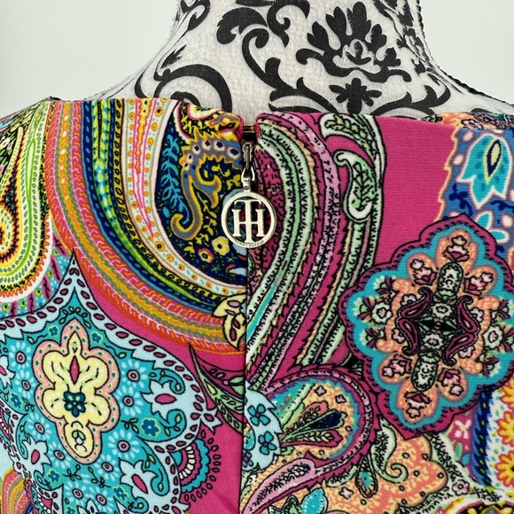 Tommy Hilfiger Hippie Boho Jaipur Paisley Bell Sleeve Artsy Sheath Dress - Picture 11 of 14